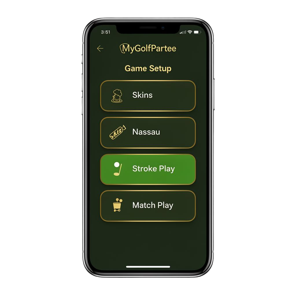MyGolfPartee game setup screen